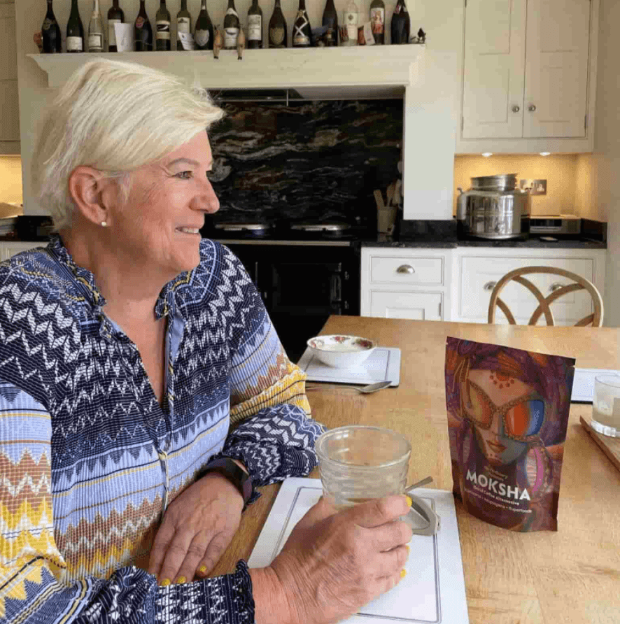 moksha coffee caffeine free customer with their moksha product