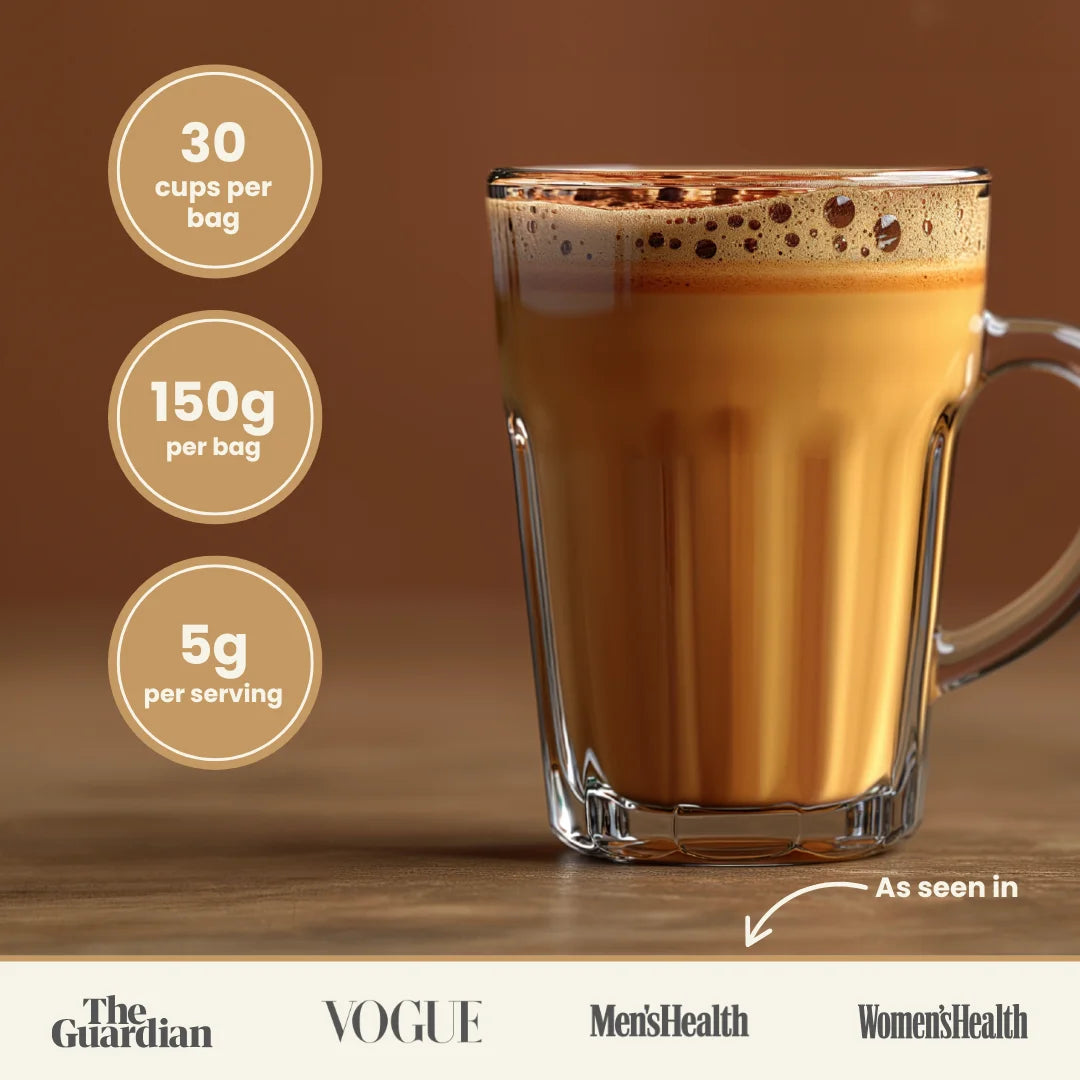 Moksha mushroom coffee superlatte with 30 cups per bag